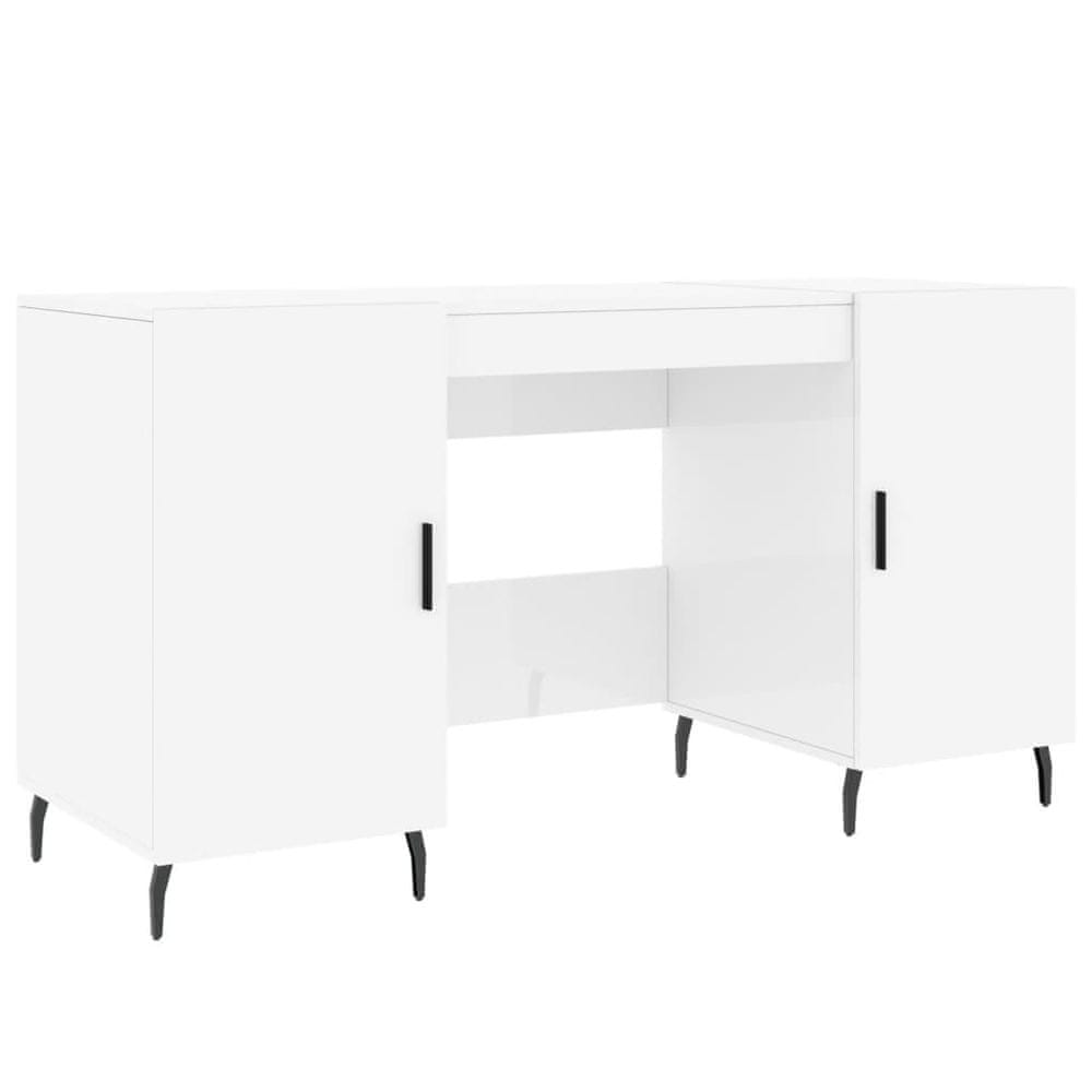 Vidaxl Stôl lesklý biely 140x50x75 cm spracované drevo